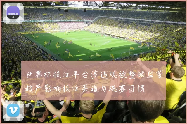 世界杯投注平台涉违规被整顿监管趋严影响投注渠道与观赛习惯