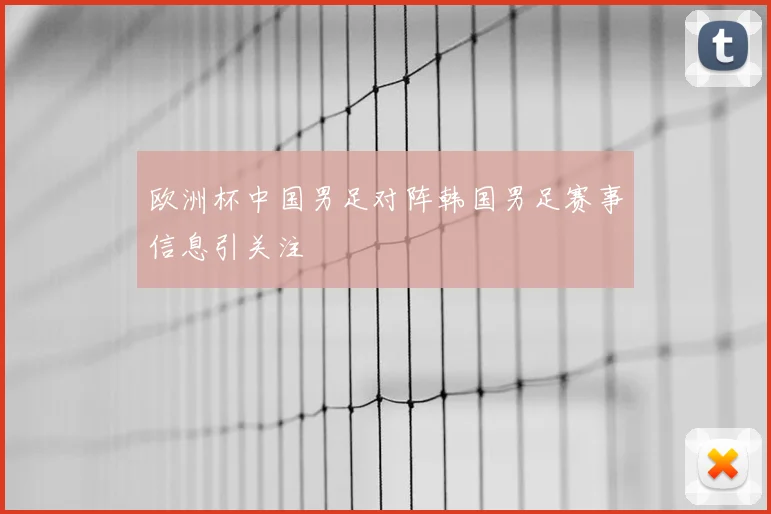 欧洲杯中国男足对阵韩国男足赛事信息引关注